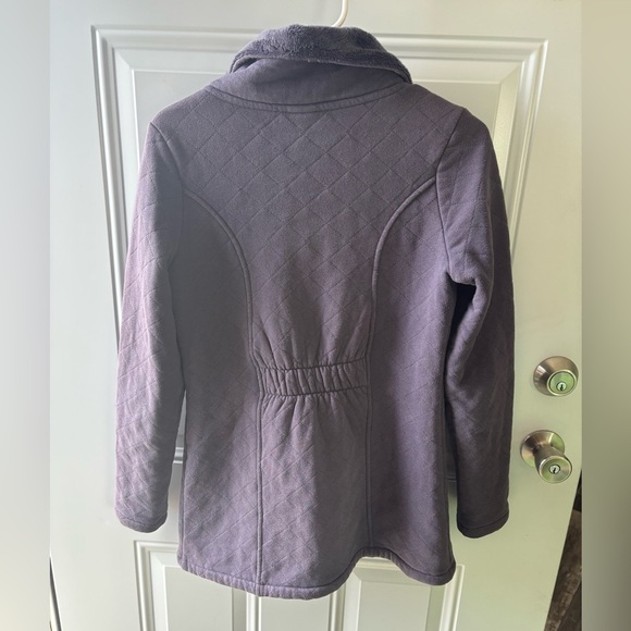 The North Face Caroluna quilted fleece jacket purple long coat zip up size small - Picture 6 of 7